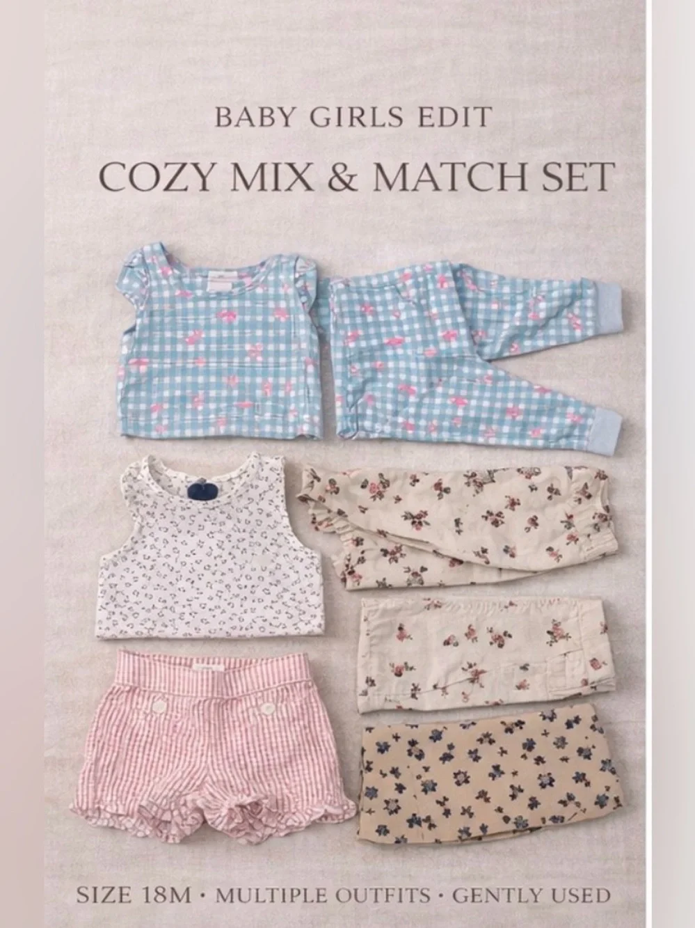 Baby Girl Summer Outfit Set 18M Tops & Shorts Bundle Cute Floral